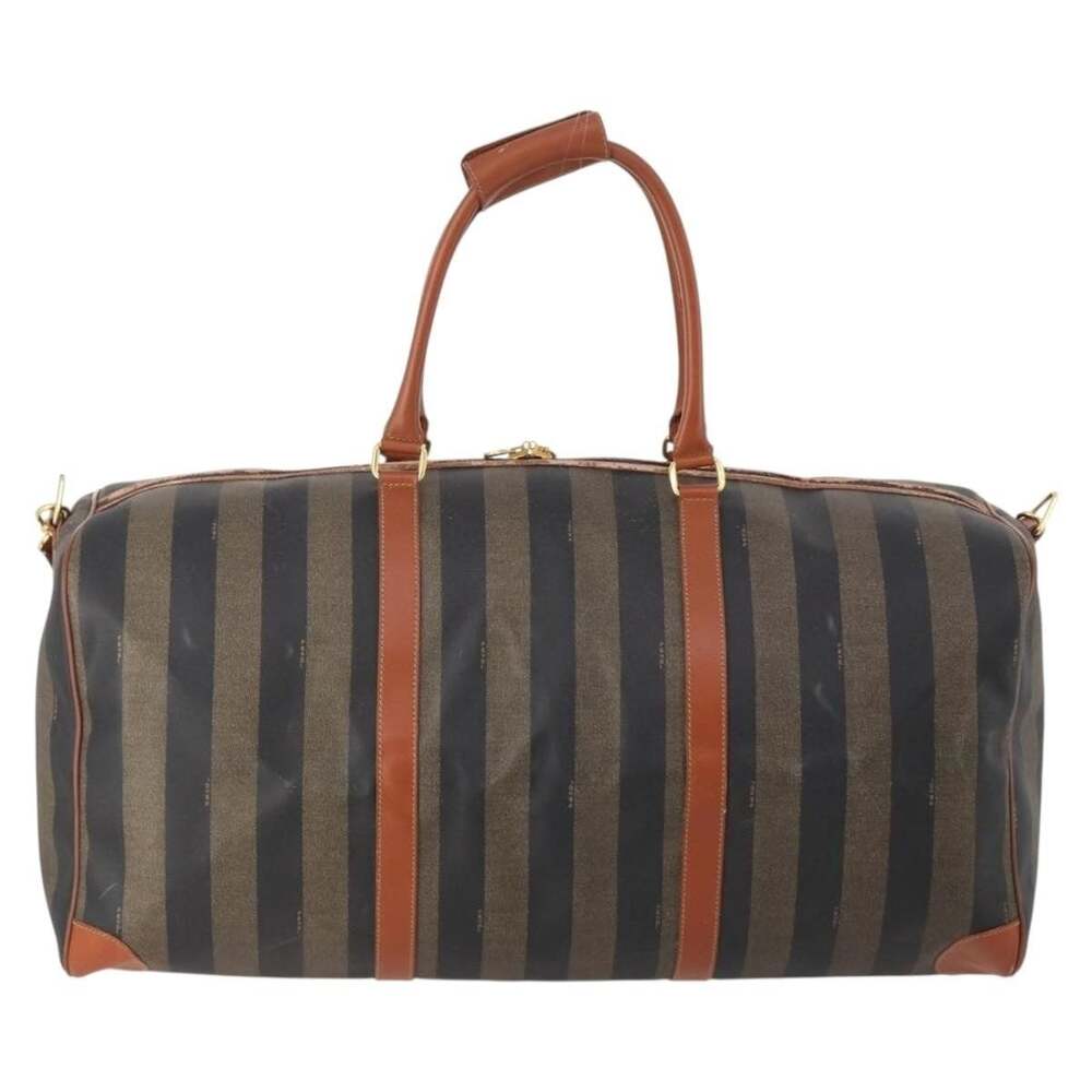 Fendi Pequin Canvas Boston Bag Black